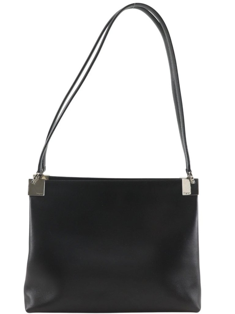 Salvatore Ferragamo Gancini Tote Bag Ef-21 9641 Black Leather Women